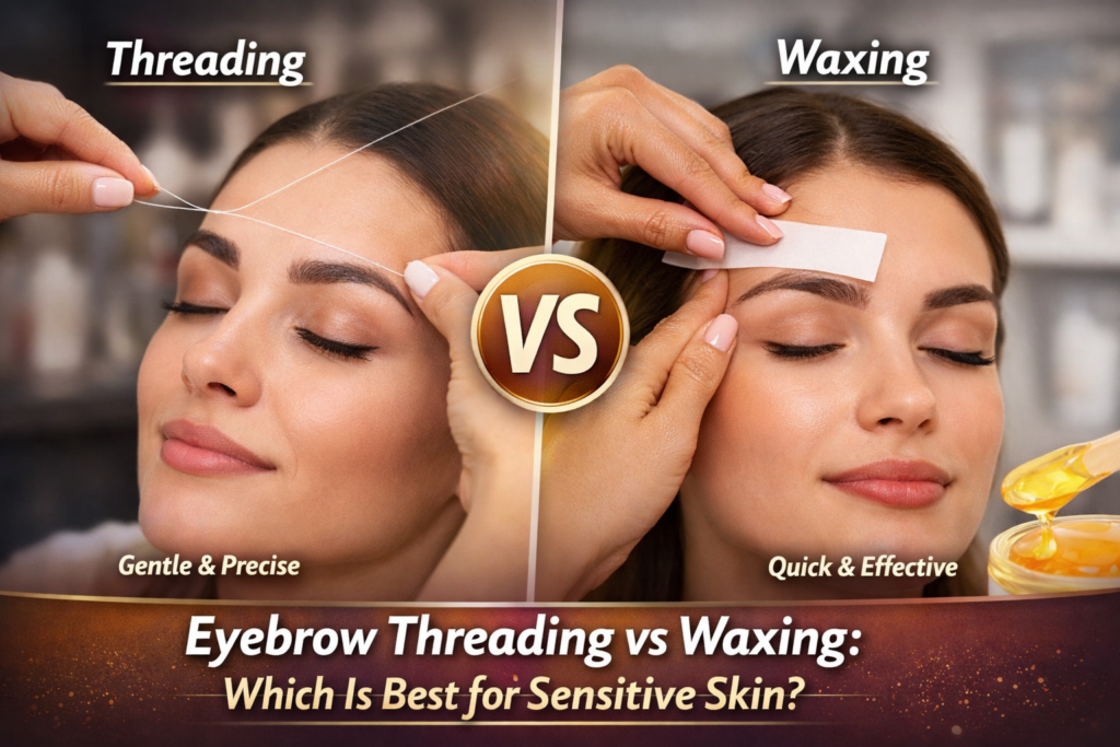 Professional eyebrow threading vs waxing comparison for sensitive skin